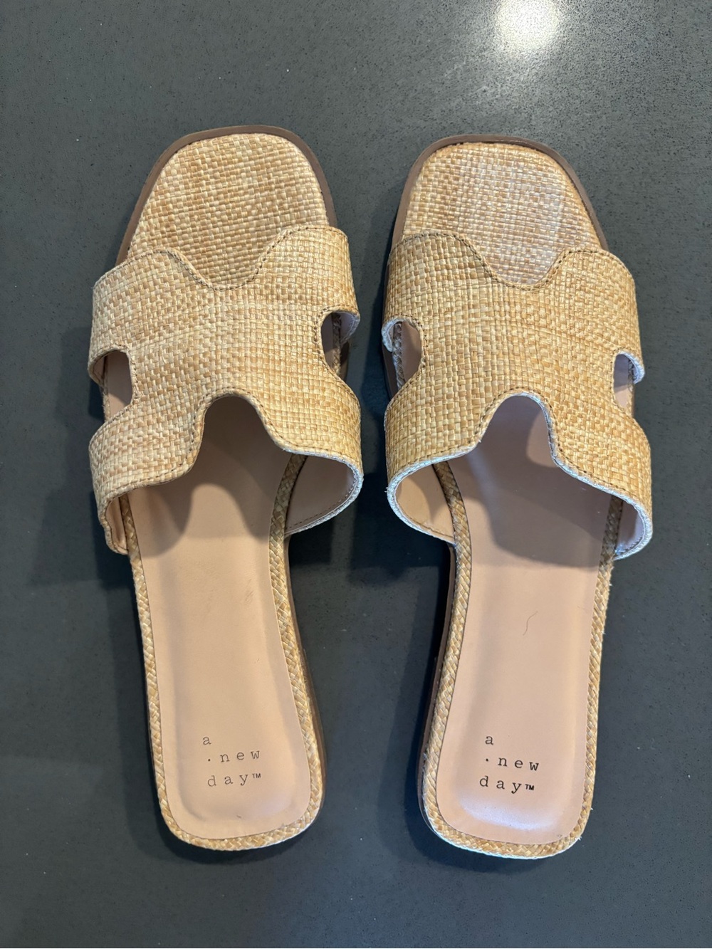 a new day Tan Woven Slide Sandals - size 8.5
